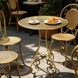 FLAVORA Vintage Metal Round Coffee Table in Gold - Size: 0.6m2 - thumbnail 5