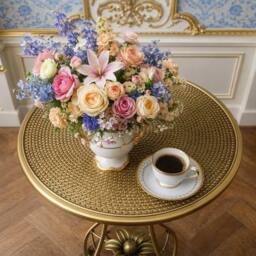 FLAVORA Vintage Metal Round Coffee Table in Gold - Size: 0.6m2 - thumbnail 6