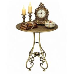 FLAVORA Vintage Metal Round Coffee Table in Gold - Size: 0.6m2