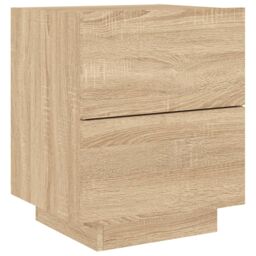 Berkfield Home Bedside Cabinet with LED Lights Sonoma Oak Engineered Wood in Brown - thumbnail 3