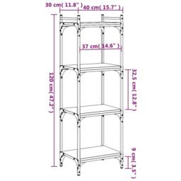Berkfield Home Bookcase 4-Tier Black 40x30x120 cm Engineered Wood - Size: 40 x 30 x 120 cm - thumbnail 9