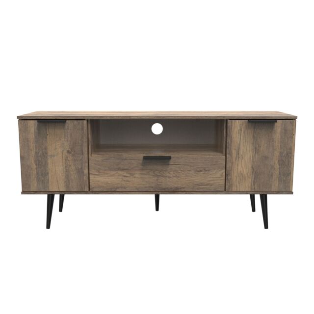 Ready Assembled 2 U Fuji 2 Door 1 Drawer Wide TV Unit (Ready Assembled) in Dark Brown - image 1