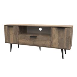 Ready Assembled 2 U Fuji 2 Door 1 Drawer Wide TV Unit (Ready Assembled) in Dark Brown - thumbnail 3