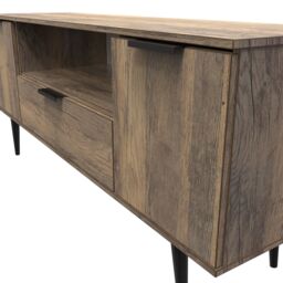 Ready Assembled 2 U Fuji 2 Door 1 Drawer Wide TV Unit (Ready Assembled) in Dark Brown - thumbnail 4