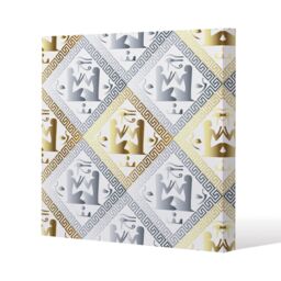 Benjamin Tate Design Egyptian Hieroglyphs in Gold & Silver (Canvas Print) / 61 x 61 x 4cm in Natural - Size: 61 x 61 x 4 cm - thumbnail 1