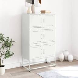 Berkfield Home Sideboard White 68.5x38.5x123.5 cm Steel - thumbnail 3