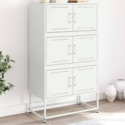 Berkfield Home Sideboard White 68.5x38.5x123.5 cm Steel - thumbnail 2