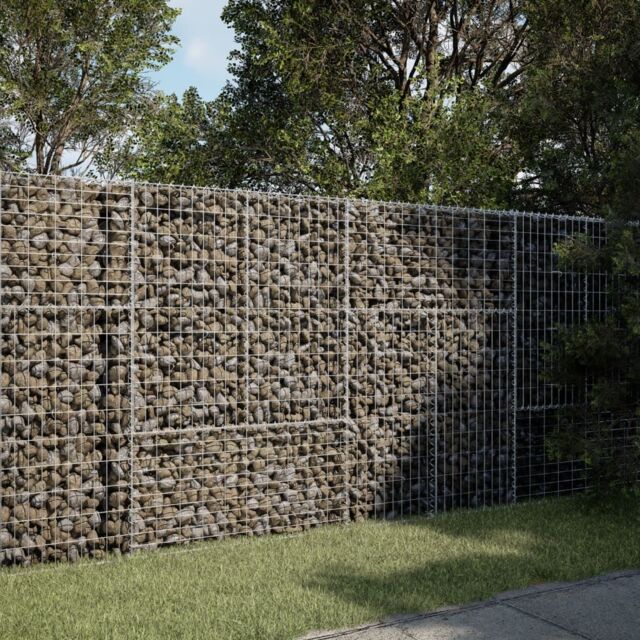 Berkfield Home Gabion Basket with Cover 200x100x150 cm Galvanised Iron in Silver - Size: 200 x 100 x 150 cm - image 1