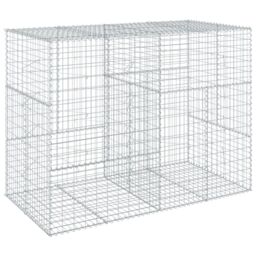 Berkfield Home Gabion Basket with Cover 200x100x150 cm Galvanised Iron in Silver - Size: 200 x 100 x 150 cm - thumbnail 2