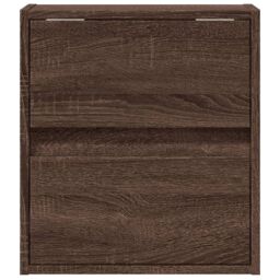 Berkfield Home Wall-mounted Bedside Cabinet with LED Lights Brown Oak - thumbnail 6