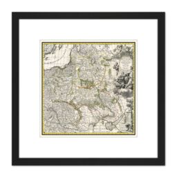 Artery8 Map Antique 1696 Allard Poland Lithuania Old Replica 8X8 Inch Square Wooden Framed Wall Art Print Picture with Mount in Black - thumbnail 1