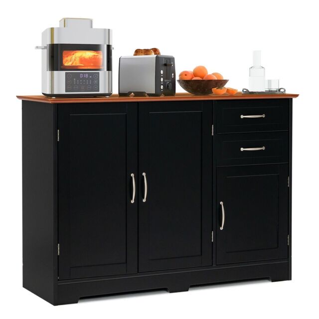 Costway Buffet Cabinet Kitchen Modern Storage Cabinet with Adjustable Shelf in Black - image 1