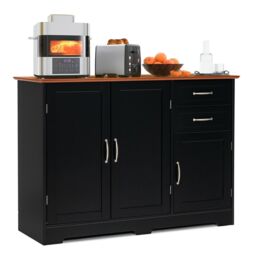 Costway Buffet Cabinet Kitchen Modern Storage Cabinet with Adjustable Shelf in Black