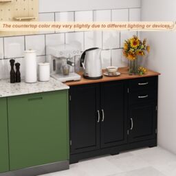 Costway Buffet Cabinet Kitchen Modern Storage Cabinet with Adjustable Shelf in Black - thumbnail 4