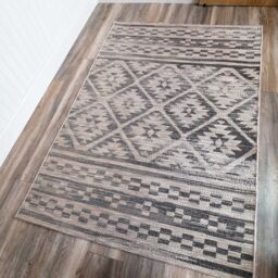 Kukoon Grey Tribal Aztec Outdoor Area Rug Garden Patio Summer Barbeque Mat - Size: 120 cm x 170 cm - thumbnail 5