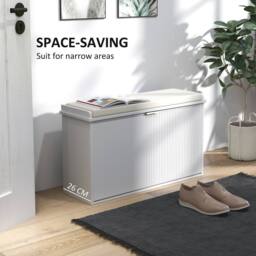 STILVORA Shoe Bench with Padded Seat & 8-Shoe Storage in White - thumbnail 8