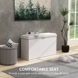 STILVORA Shoe Bench with Padded Seat & 8-Shoe Storage in White - thumbnail 6
