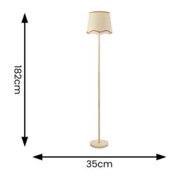 ValueLights Heather Light Wood Single Stem Floor Lamp with Scallop Edge Tapered Lamp Shade in Burnt Orange - thumbnail 4