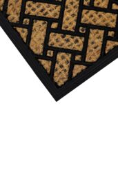 JVL Alba Woven Tuffscrape Doormat 40x60cm Parquet in Natural - Size: 40 cm x 60 cm - thumbnail 4