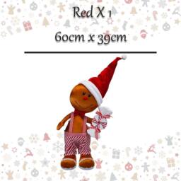 VFM e-Store Christmas Gingerbread Man Decoration 60cm x 39cm Red X 1 - Size: 60 cm x 39 cm - thumbnail 2