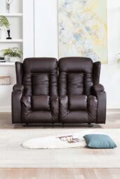 More4Homes Caesar 2 Seater Manual High Back Bonded Leather Recliner Sofa in Brown - thumbnail 6