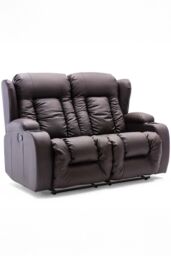 More4Homes Caesar 2 Seater Manual High Back Bonded Leather Recliner Sofa in Brown - thumbnail 2