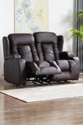More4Homes Caesar 2 Seater Manual High Back Bonded Leather Recliner Sofa in Brown - thumbnail 1