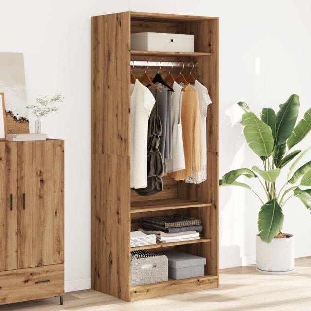 Berkfield Home Wardrobe Artisian Oak 80x50x200 cm Engineered Wood in Brown - Size: 80 x 50 x 200 cm - image 1