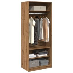 Berkfield Home Wardrobe Artisian Oak 80x50x200 cm Engineered Wood in Brown - Size: 80 x 50 x 200 cm - thumbnail 3
