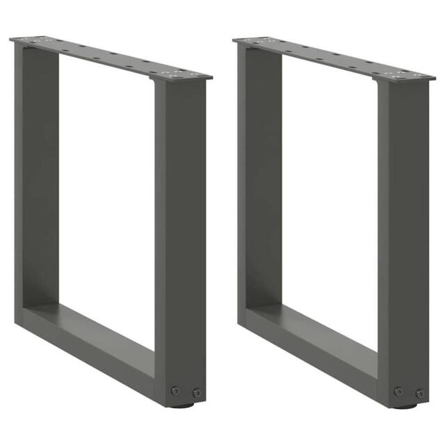 Berkfield Home Coffee Table Legs U-Shaped 2 pcs Anthracite 50x(42-43) cm Steel in Black - image 1