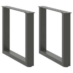 Berkfield Home Coffee Table Legs U-Shaped 2 pcs Anthracite 50x(42-43) cm Steel in Black - thumbnail 1