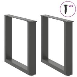 Berkfield Home Coffee Table Legs U-Shaped 2 pcs Anthracite 50x(42-43) cm Steel in Black - thumbnail 3