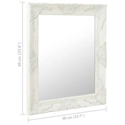 Berkfield Home Wall Mirror Baroque Style 50x60 cm White - thumbnail 6