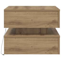 Berkfield Home Modern Coffee Table with LED Lights Artisian Oak 50x50x40 cm in Brown - Size: 50 x 50 x 40 cm - thumbnail 8