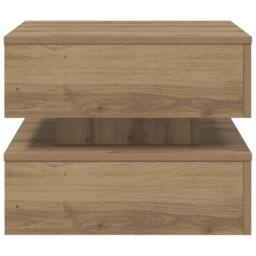 Berkfield Home Modern Coffee Table with LED Lights Artisian Oak 50x50x40 cm in Brown - Size: 50 x 50 x 40 cm - thumbnail 7