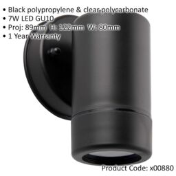 Loops Outdoor IP44 Spot Downlight - Dimmable 7W GU10 LED - Black Wall & Clear Pc - thumbnail 2