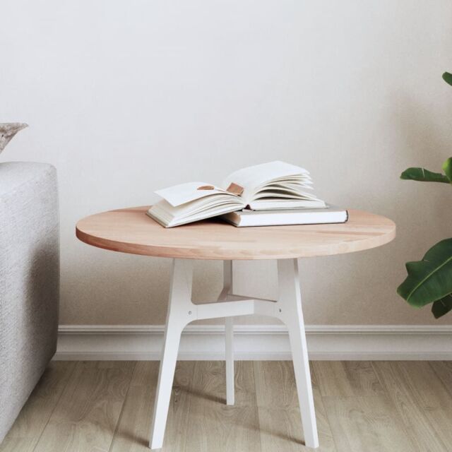 Berkfield Home Table Top Ø50x1.5 cm Round Solid Wood Beech in Brown - Size: 50x1.5 cm - image 1