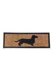 Homescapes Black Dog Silhouette Non-Slip Coir Doormat - Size: 25 cm x 75 cm - thumbnail 1