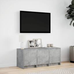 Berkfield Home TV Cabinet with LED Concrete Grey 97x34x40 cm Engineered Wood - Size: 97 x 34 x 40 cm - thumbnail 4