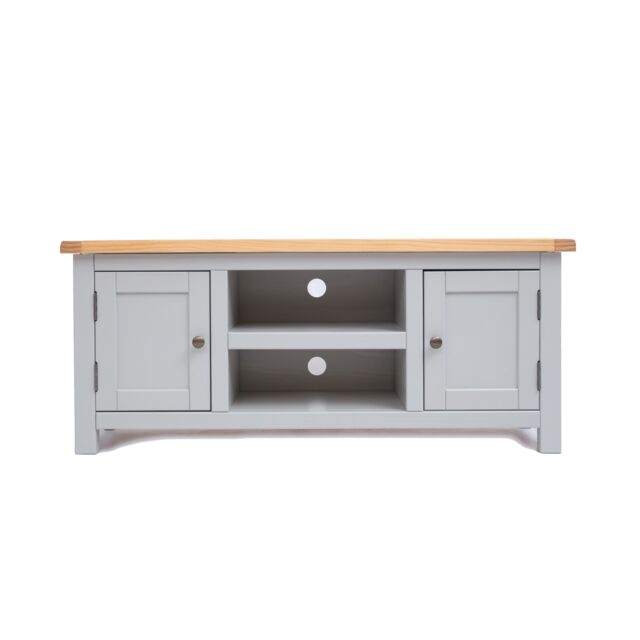 Cabinet Bits Argenta Light Grey 2 Door TV Cabinet Brass Knob - image 1