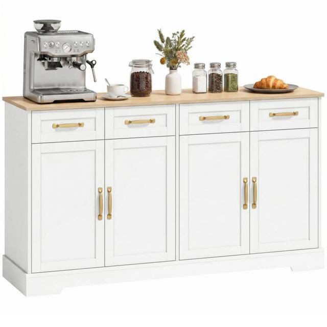 PAWNORA Sideboard with 4 Drawers in White - image 1