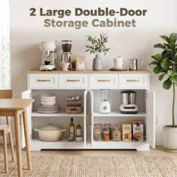 PAWNORA Sideboard with 4 Drawers in White - thumbnail 4