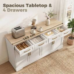 PAWNORA Sideboard with 4 Drawers in White - thumbnail 5