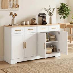 PAWNORA Sideboard with 4 Drawers in White - thumbnail 3