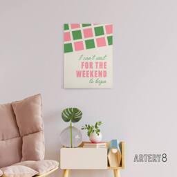 "Artery8 Can't Wait For The Weekend To Begin Simple Retro Canvas Wall Art Print - Size: W24"" x H32""" - thumbnail 3