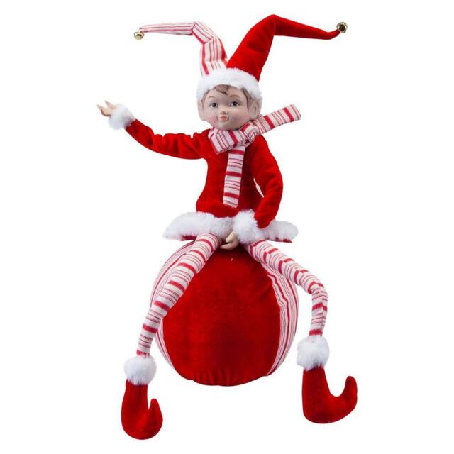 VFM e-Store Christmas Sitting Elf Decoration 62cm x 20cm Red X 1 - Size: 62 cm x 20 cm - image 1