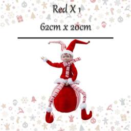 VFM e-Store Christmas Sitting Elf Decoration 62cm x 20cm Red X 1 - Size: 62 cm x 20 cm - thumbnail 2