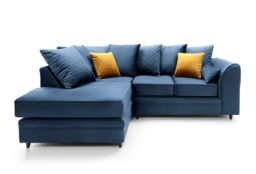 Abakus Direct Chicago Spill-Proof Velvet Left Hand Facing Corner Sofa in Dark Blue - thumbnail 2