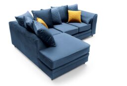 Abakus Direct Chicago Spill-Proof Velvet Left Hand Facing Corner Sofa in Dark Blue - thumbnail 6