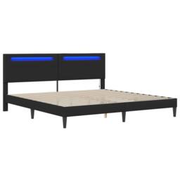 Berkfield Home Bed Frame with LED Strip Lights Black 180 x 200 cm Faux Leather - thumbnail 5